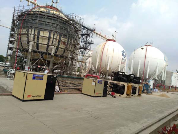 贤易高压空压机租赁:为化工企业球罐气密服务提供高效解决方案