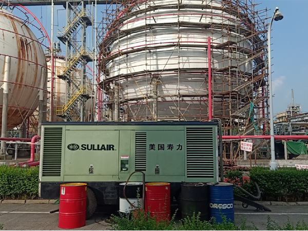 贤易柴驱高压空压机租赁为球罐气密工程提供高压空气,助力工业安全升级